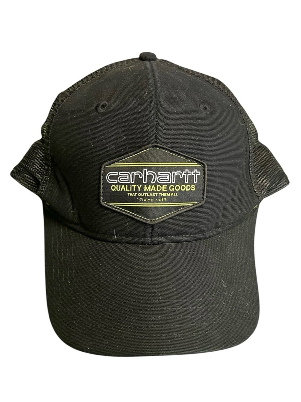 Carhartt Black Logo Patch Mesh-Back Cap with Yellow Accent